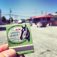 A matchbook from the early days of the "new" Laurel Diner, which replaced an older model in 1951. The Tastee Diner—still very much open for business today—is actually the THIRD diner on the site, dating to the early 1930s.